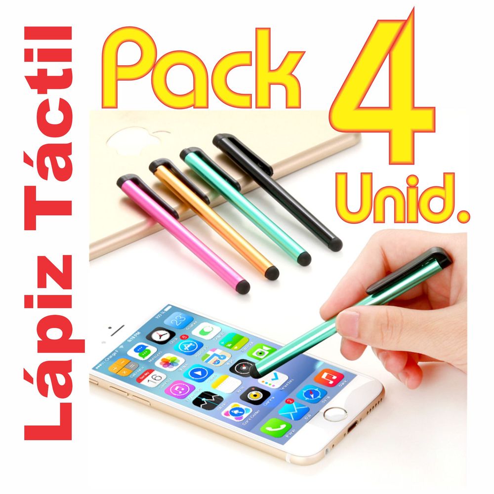 Pack 4 Lápiz Táctil Capacitivo Stylus Celular Tablet Colores - Promart