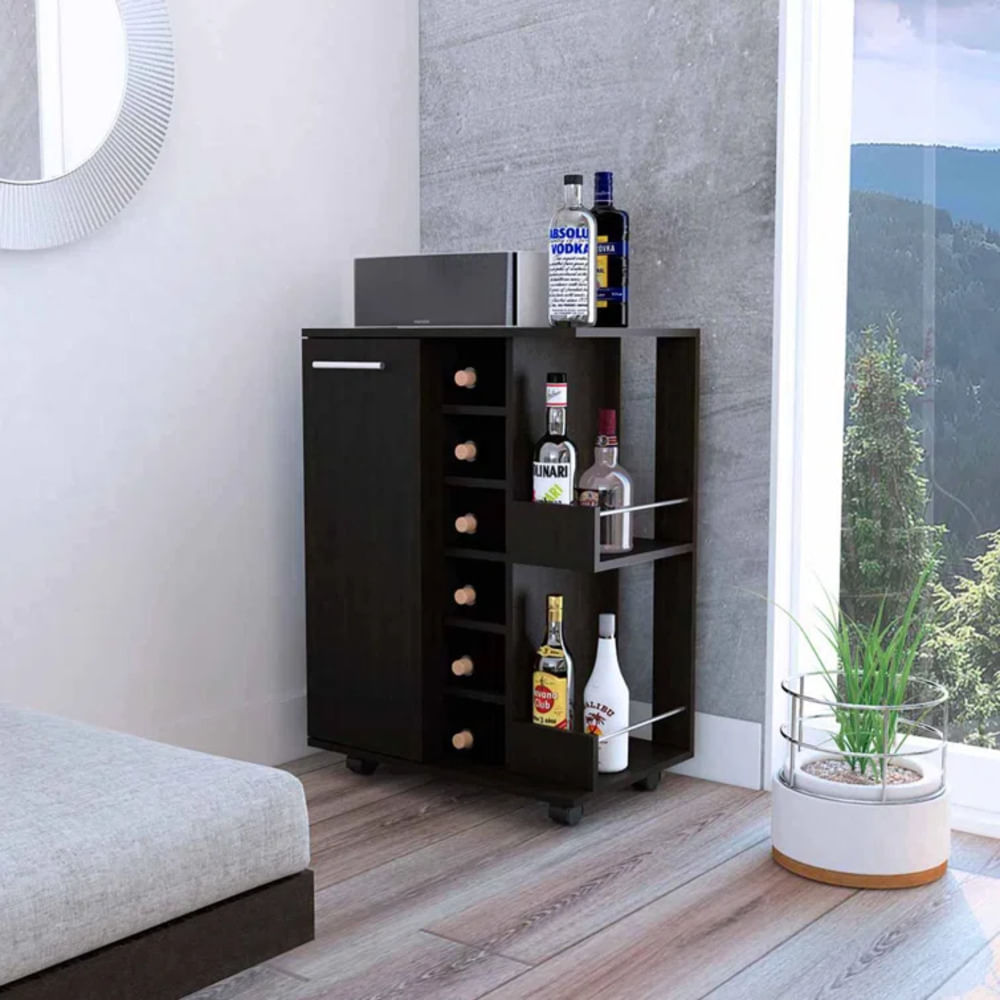 Mini Bar Moderno Basil Negro R&R MUEBLES