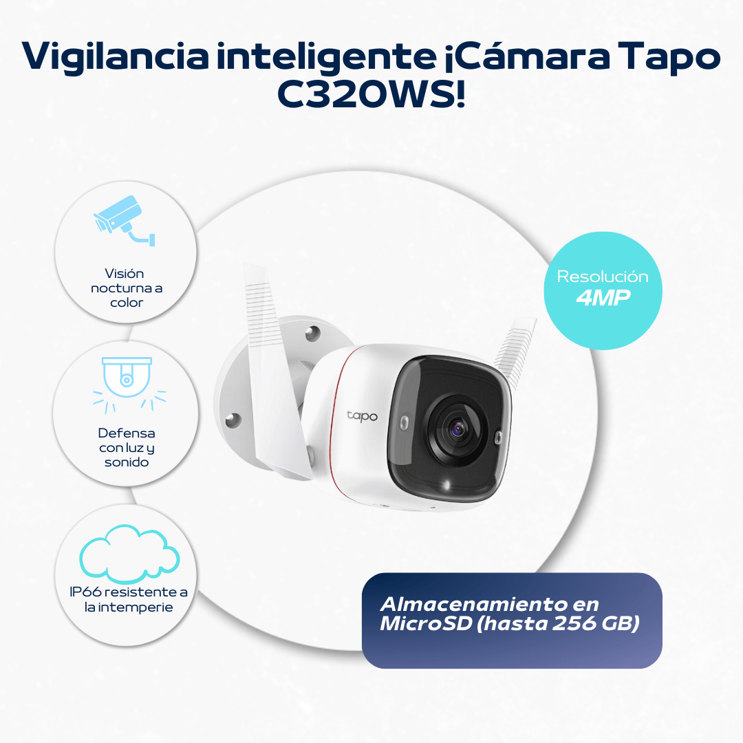 Cámara de seguridad de Vigilancia Exterior Wi-Fi Tapo C320WS - Tp-Link