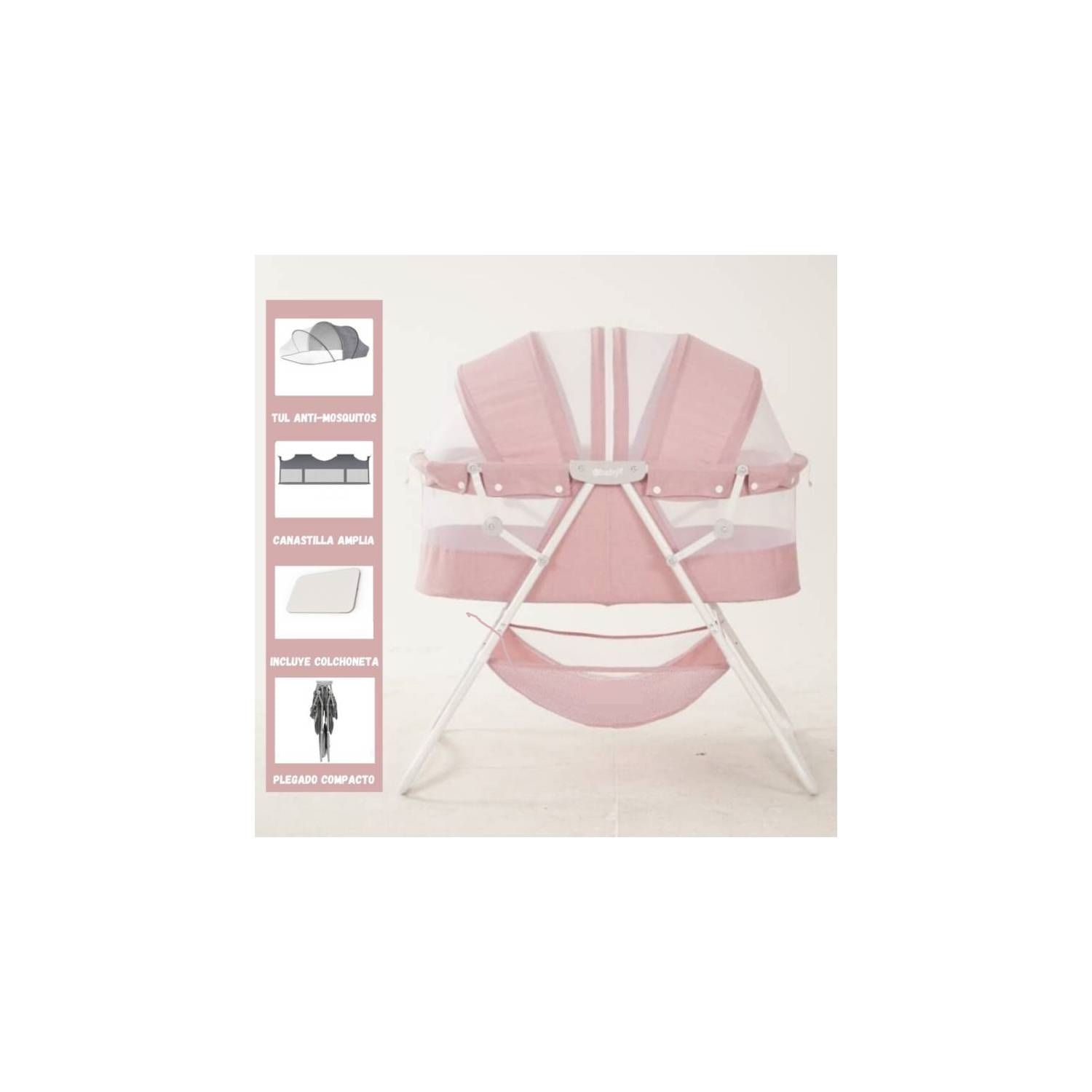 Cuna Portátil Plegable Para Bebé EBaby DOLLY Rosado