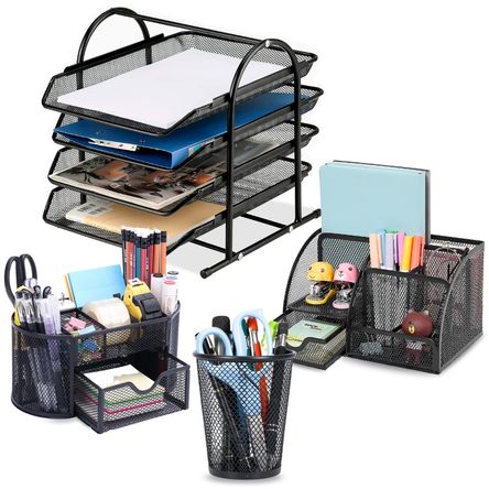 ORGANIZADOR DE ESCRITORIO (MESH, NEGRO)