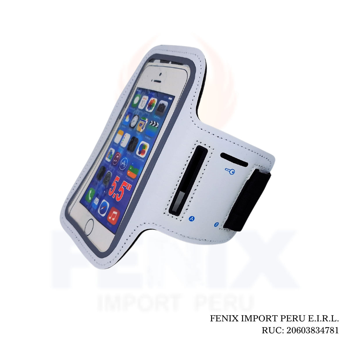 Bracera Deportiva Armband Ajustable Para Celular 6 Pulgadas Blanco