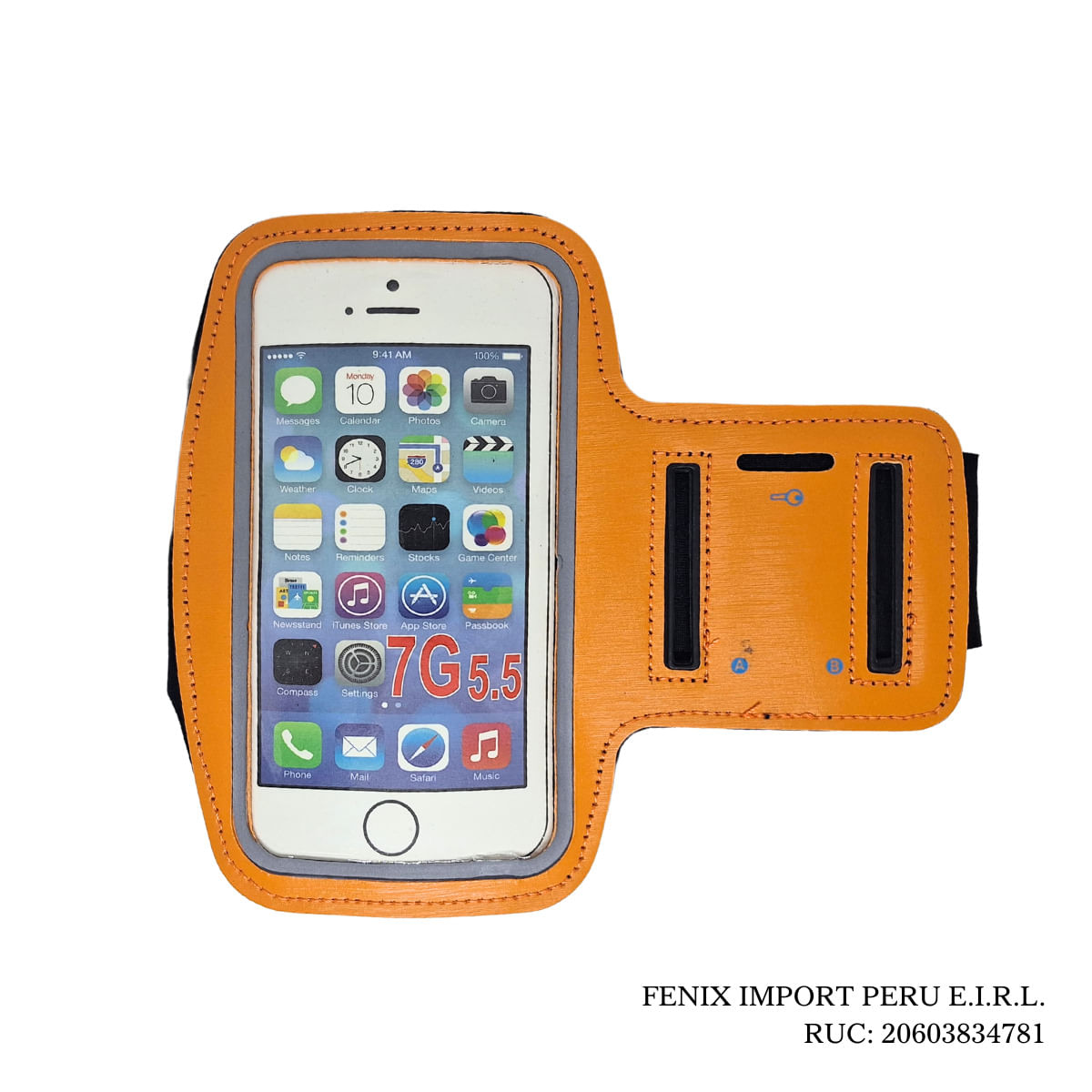 Bracera Deportiva Armband Ajustable Para Celular 6 Pulgadas Naranja