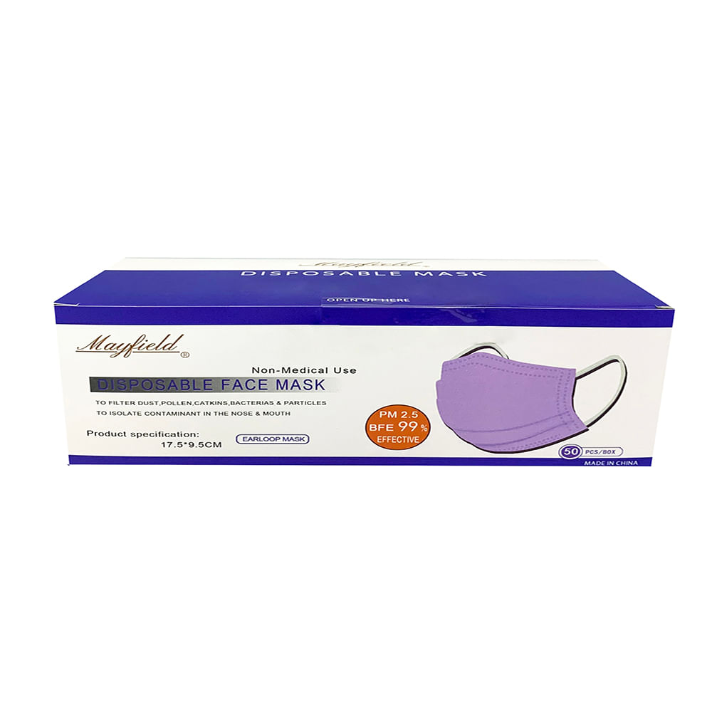 Mascarillas Mayfield 3 Pliegues Moradas
