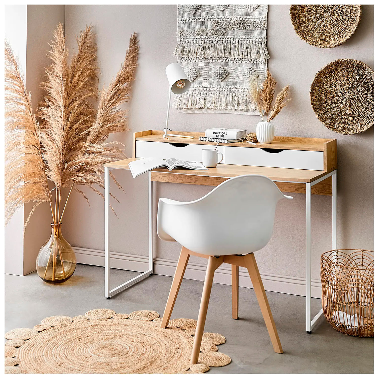 Escritorio Polaroid Ventitas Home Rovere y Blanco