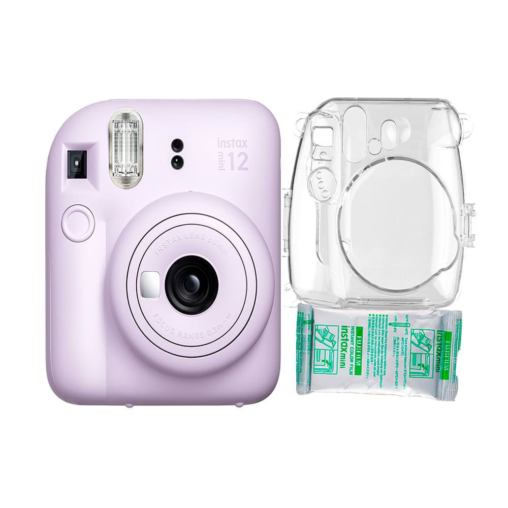 Camara Fujifilm Instax Mini 12 Lila+Estuche Transpa+Pelix10