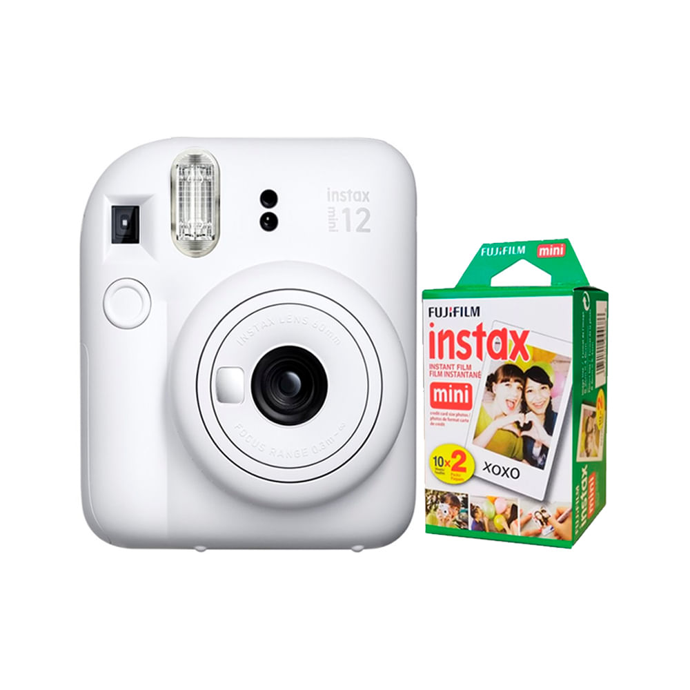 Camara Fujifilm Instax Mini 12 Blanco Arcilla+Pack de Pelicula x20 - Promart