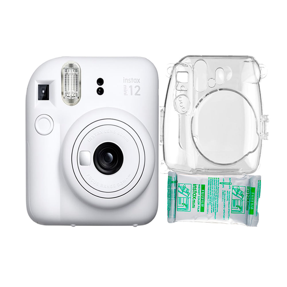 Camara Fujifilm Instax Mini 12 Blanco Arcilla+Estuche Transpa+