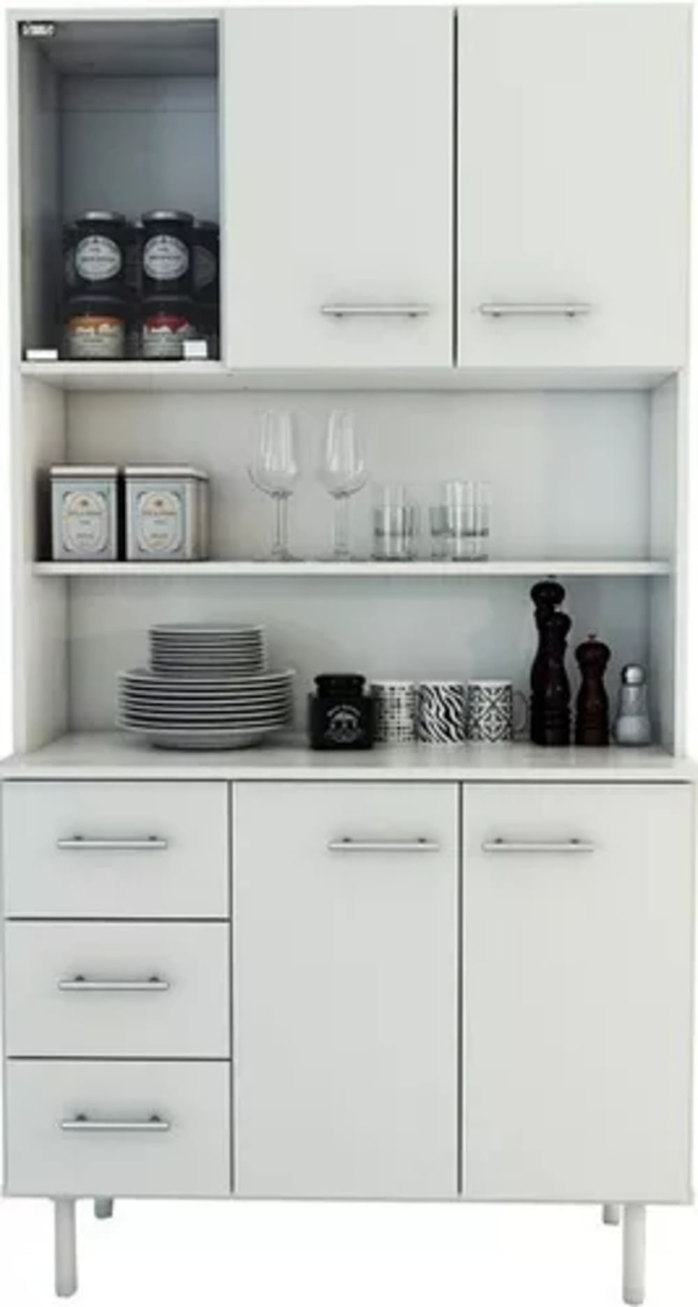 Aparador con Estanteria para vajilla Markan color Blanco TU MESITA