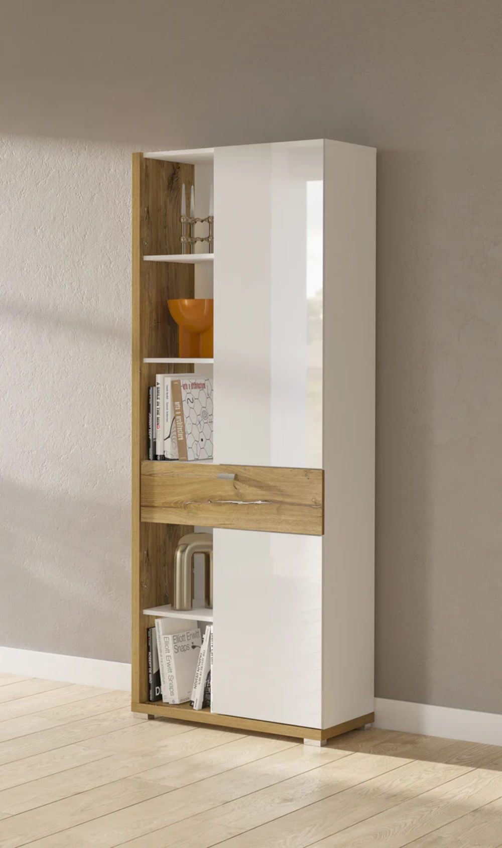 Vitrina Moderna Axe color Blanco/Macadamia TU MESITA