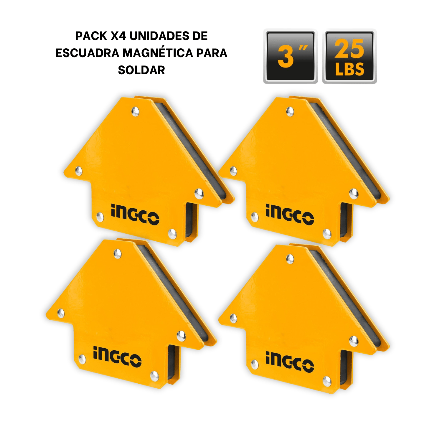 Pack x4 Unidades de Escuadra Magnetica para Soldar 3 Pulgadas  AMWH25031-x4