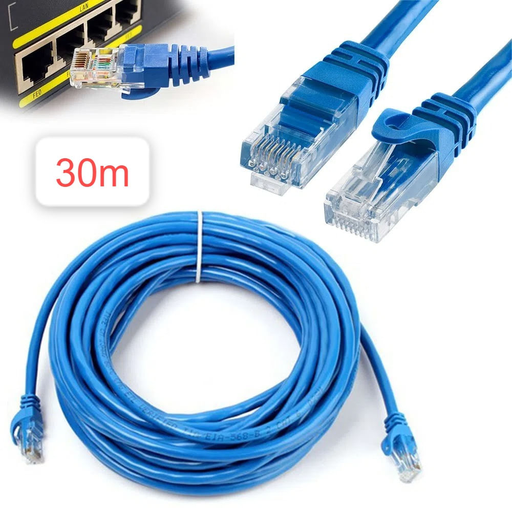 Cable Internet Red 30m Adaptador Rj45 CAT6 Ethernet UTP LAN BLUE