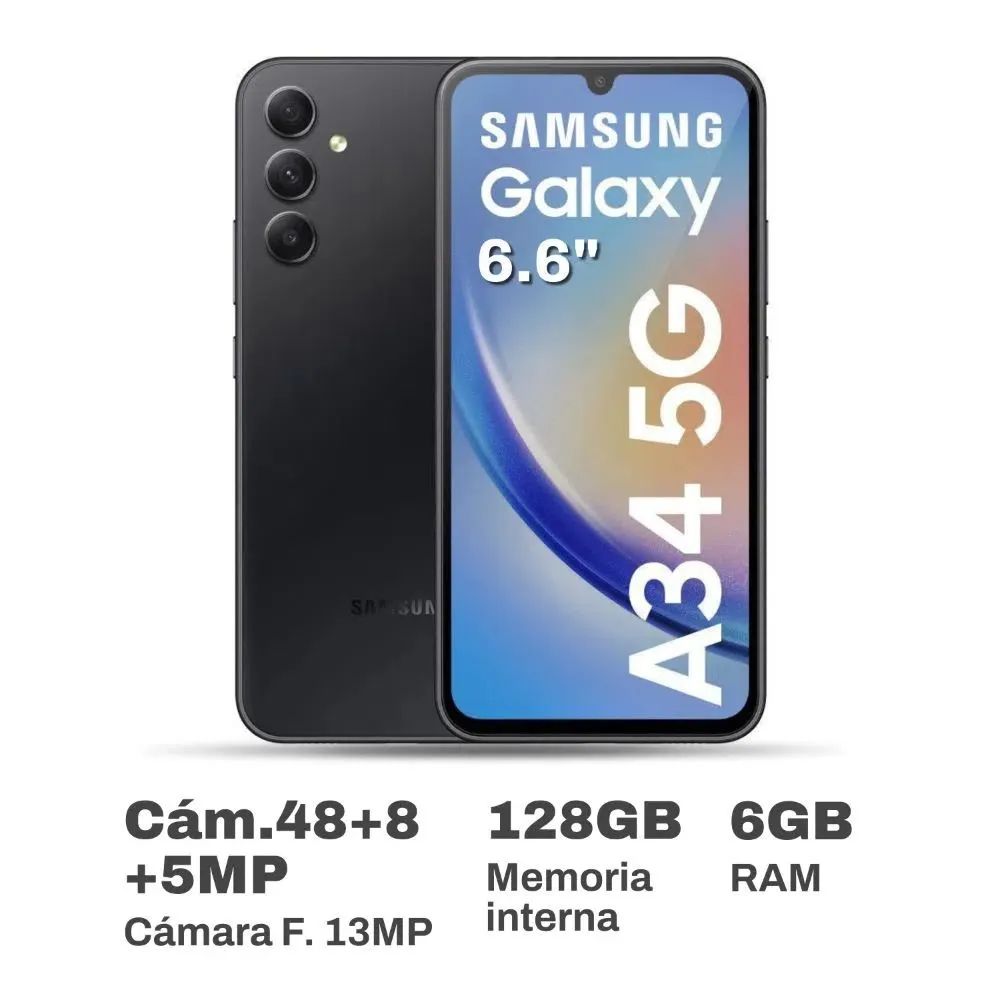 Celular Libre Samsung A34 5G 6.6 128GB 6GB RAM Black