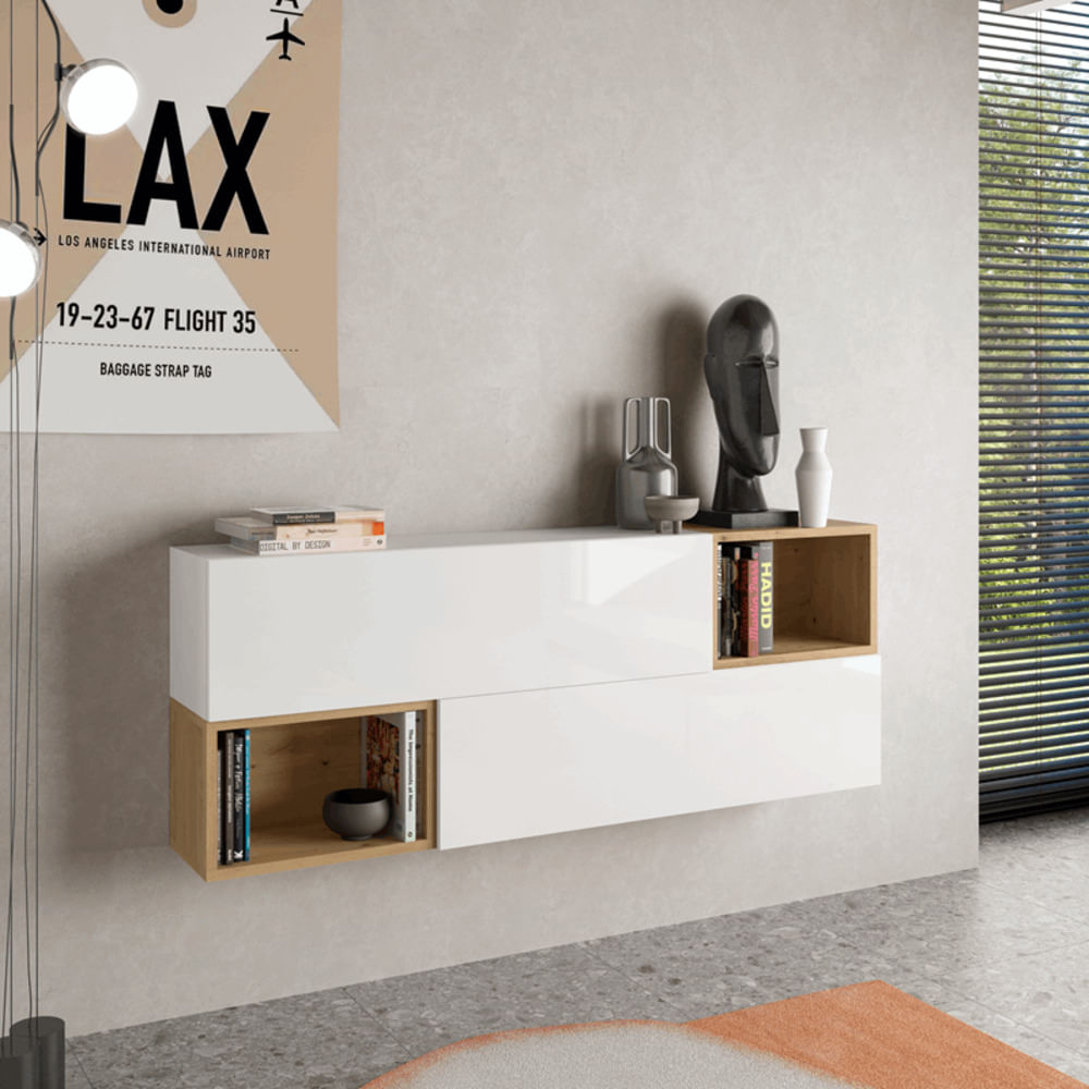 Aparador Flotante moderno Ventura 2 puertas TU MESITA Blanco/Duna