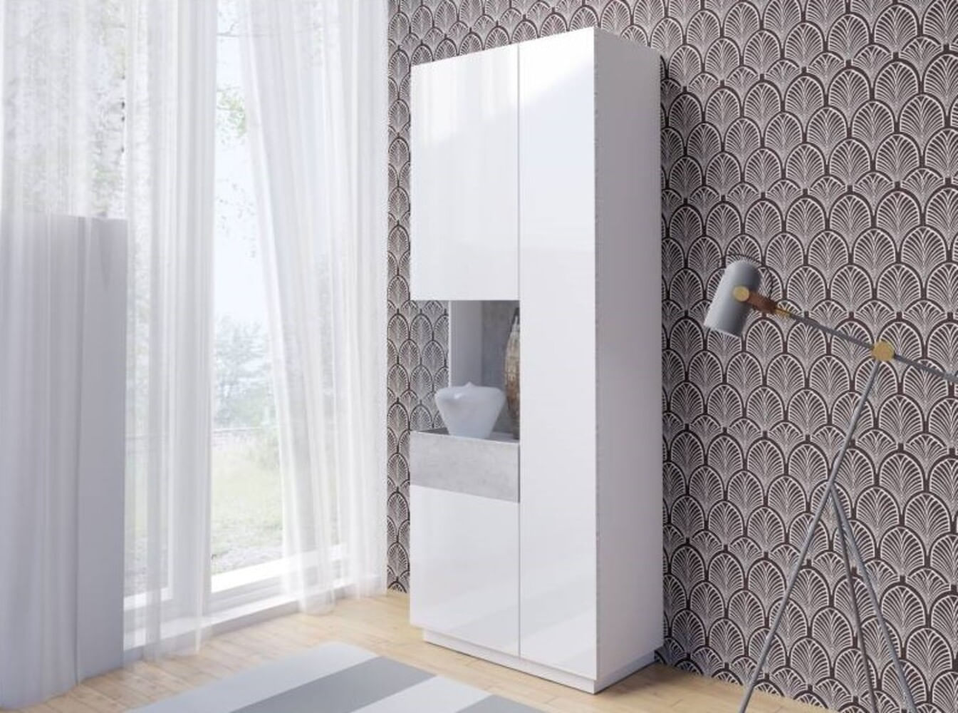 Vitrina Alta Silke color Blanco/gris 2 puertas TU MESITA