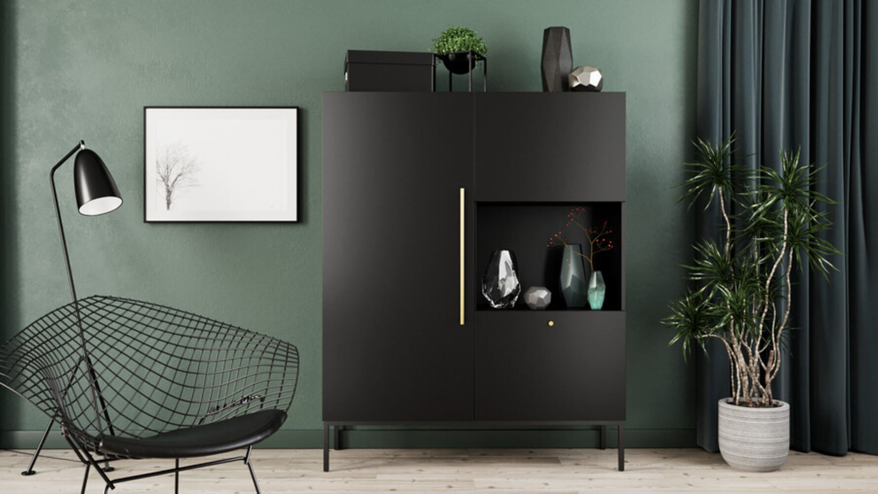 Aparador Moderno con Luz Esteban color Negro TU MESITA