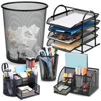 Set Organizador de Escritorio Oficina Librero Papelera Negro 5 Piezas K55