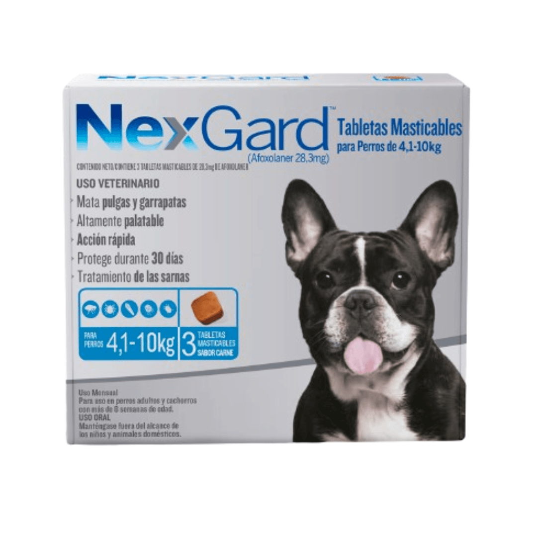 Antipulgas para Perros Nexgard de 4.1 a 10 Kg x 3 Tabletas