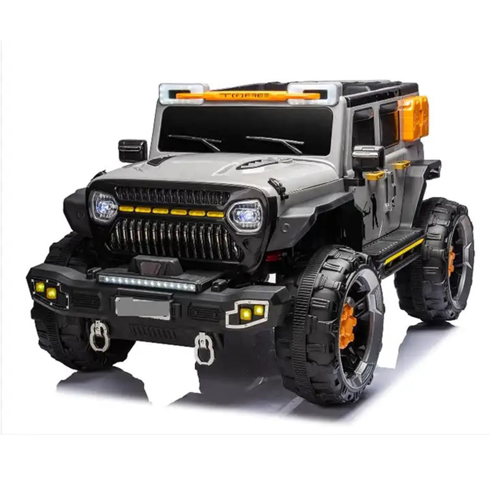 Camioneta a Batería 4x4 Modelo Jeep Gris con Naranja