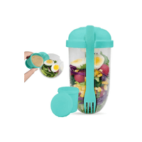 Táper Mezclador de Ensaladas Yogurt Cereales con Tenedor Lonchera 2en1 VD E70