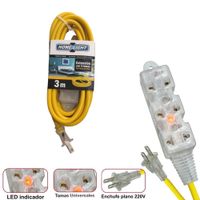 Extensión Eléctrica Cable Vulcanizado de 3 Tomas 3 Metros HOME LIGHT