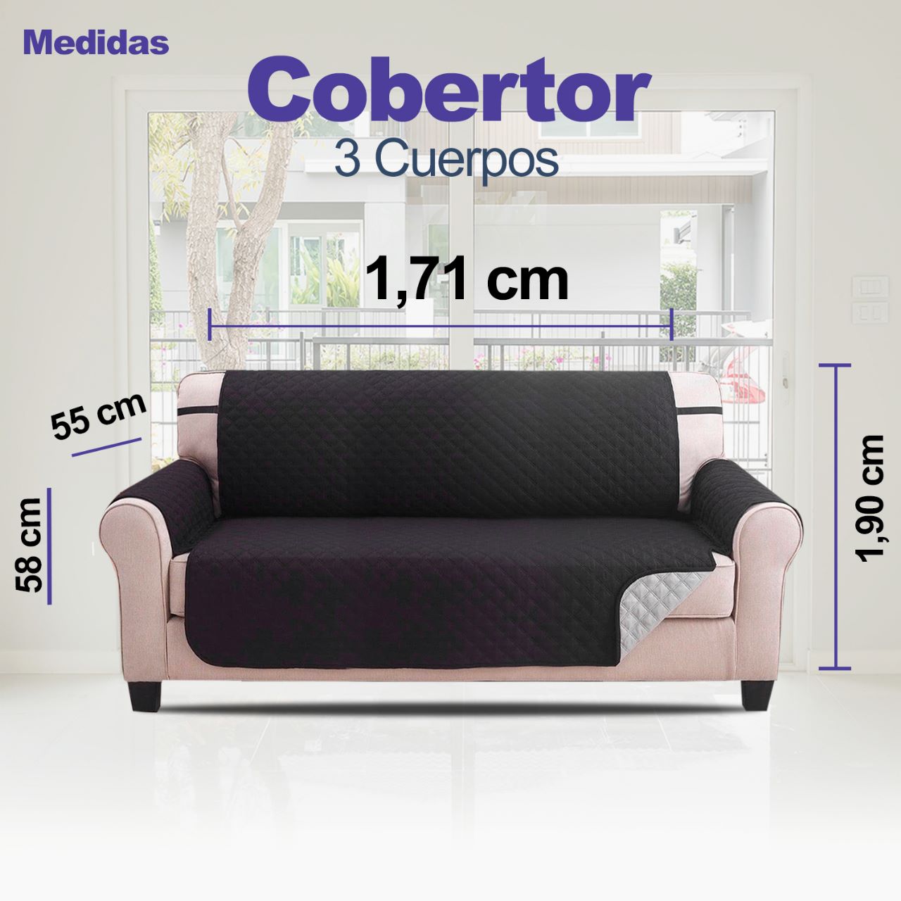 Cobertor Reversible CRISAL COB003 Negro y Gris