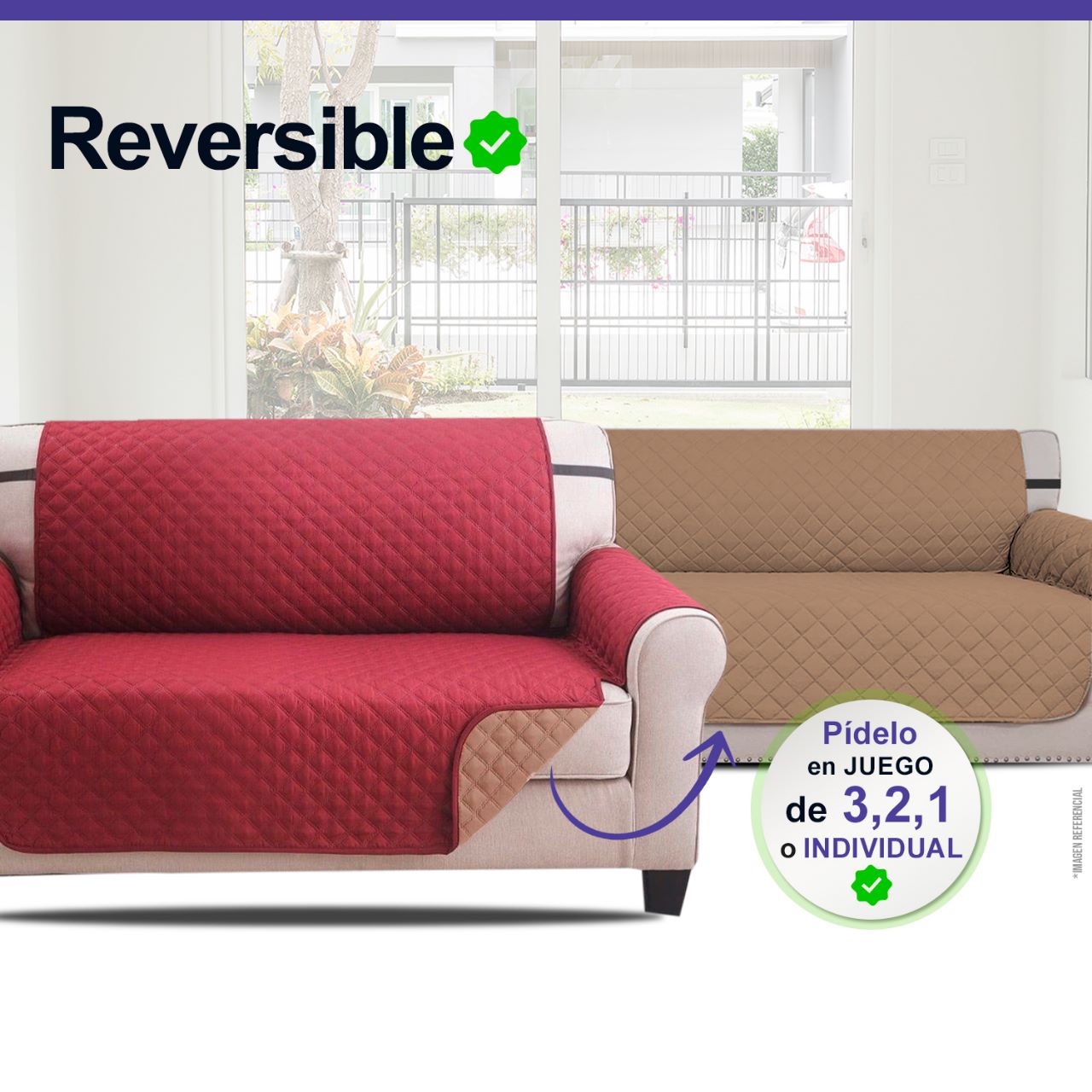 Cobertor Reversible CRISAL COB321 Vino y Mocca