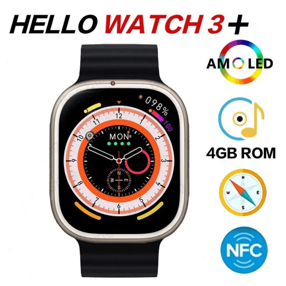 Pack Smartwatch Hello Watch 3 Negro 4GB Amoled Acuatico y