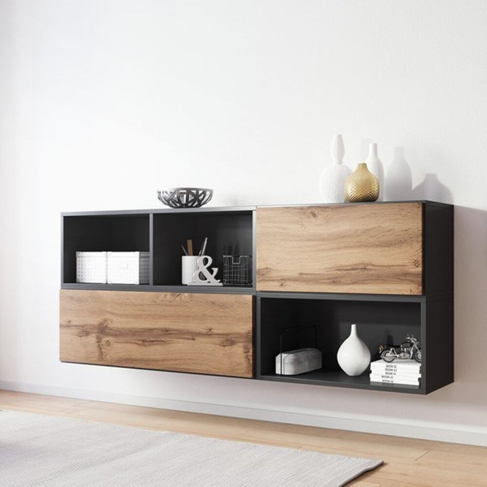 Aparador Flotante Maverick color Negro/Macadamia TU MESITA