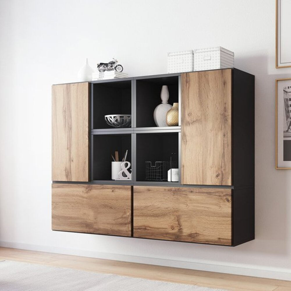 Vitrina Flotante Dynamo color Negro/Macadamia TU MESITA