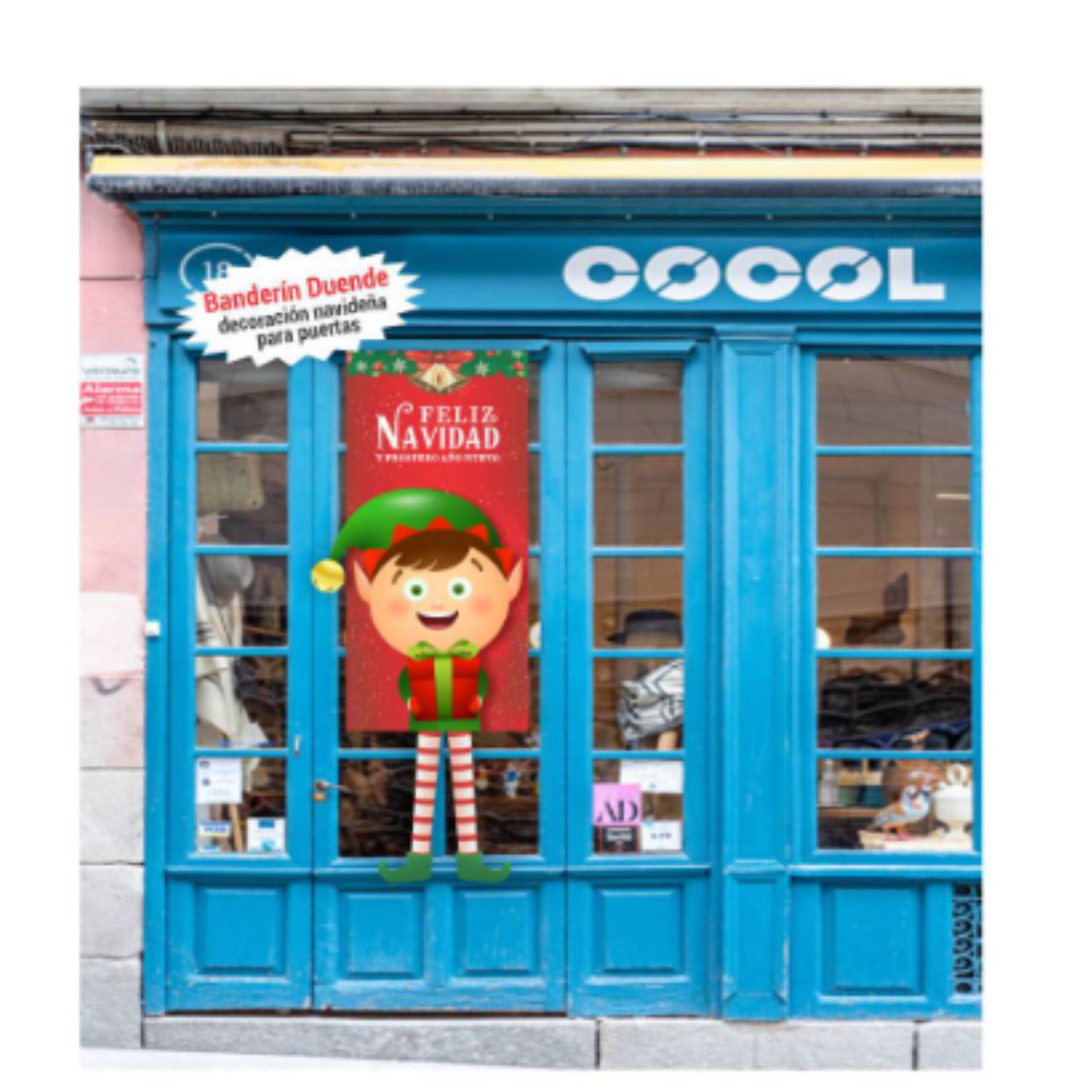 Banderin Colgante Navideño Decorativo para Puertas Duende Genérco 140x45cm