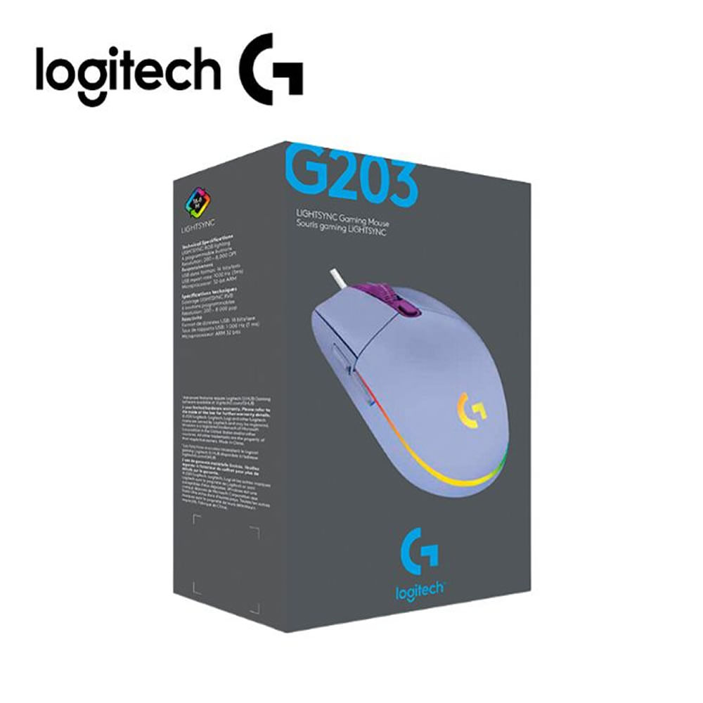 Mouse Logitech G203 Lightsync Rgb Lila Promart