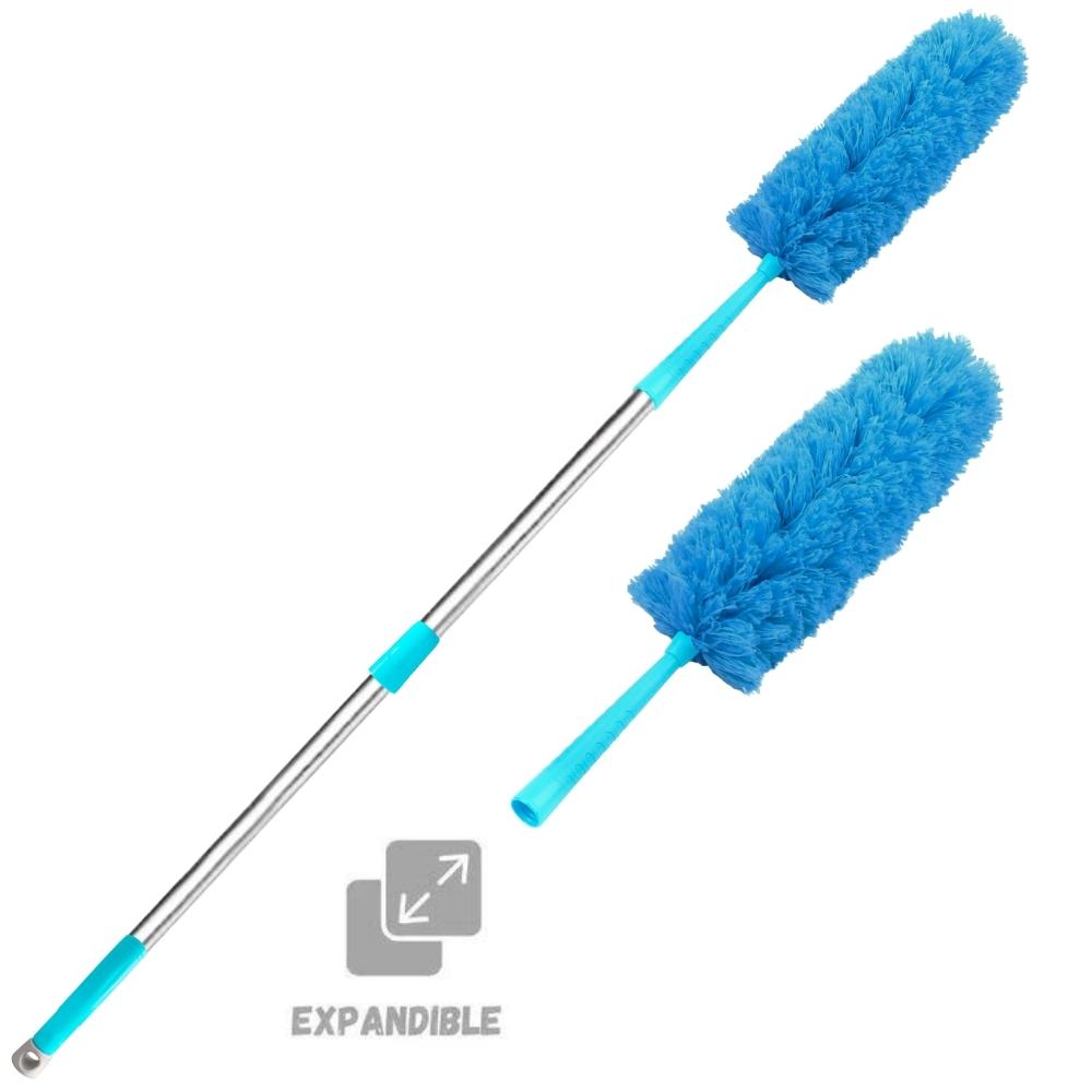 Plumero de Microfibra Azul con palo flexible