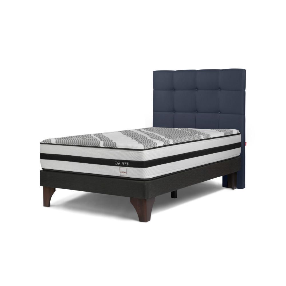 Cama Driven 1.5 Plazas Respaldo Issey Azul