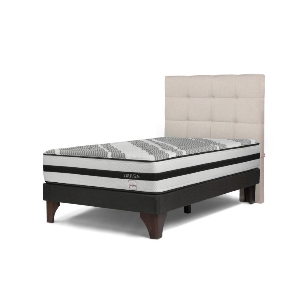 Cama Driven 1.5 Plazas Respaldo Issey Niebla