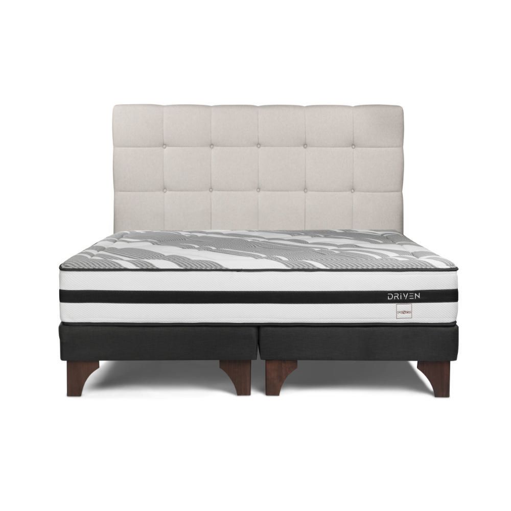 Cama Driven King Respaldo Issey Niebla