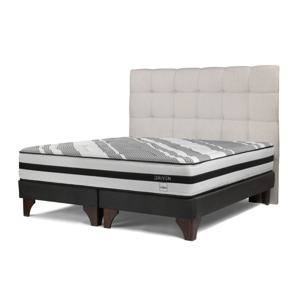 Cama Driven Queen Respaldo Issey Niebla