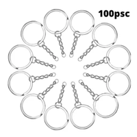 100 Argollas Aros Planos para Llavero de 25mm con Cadena