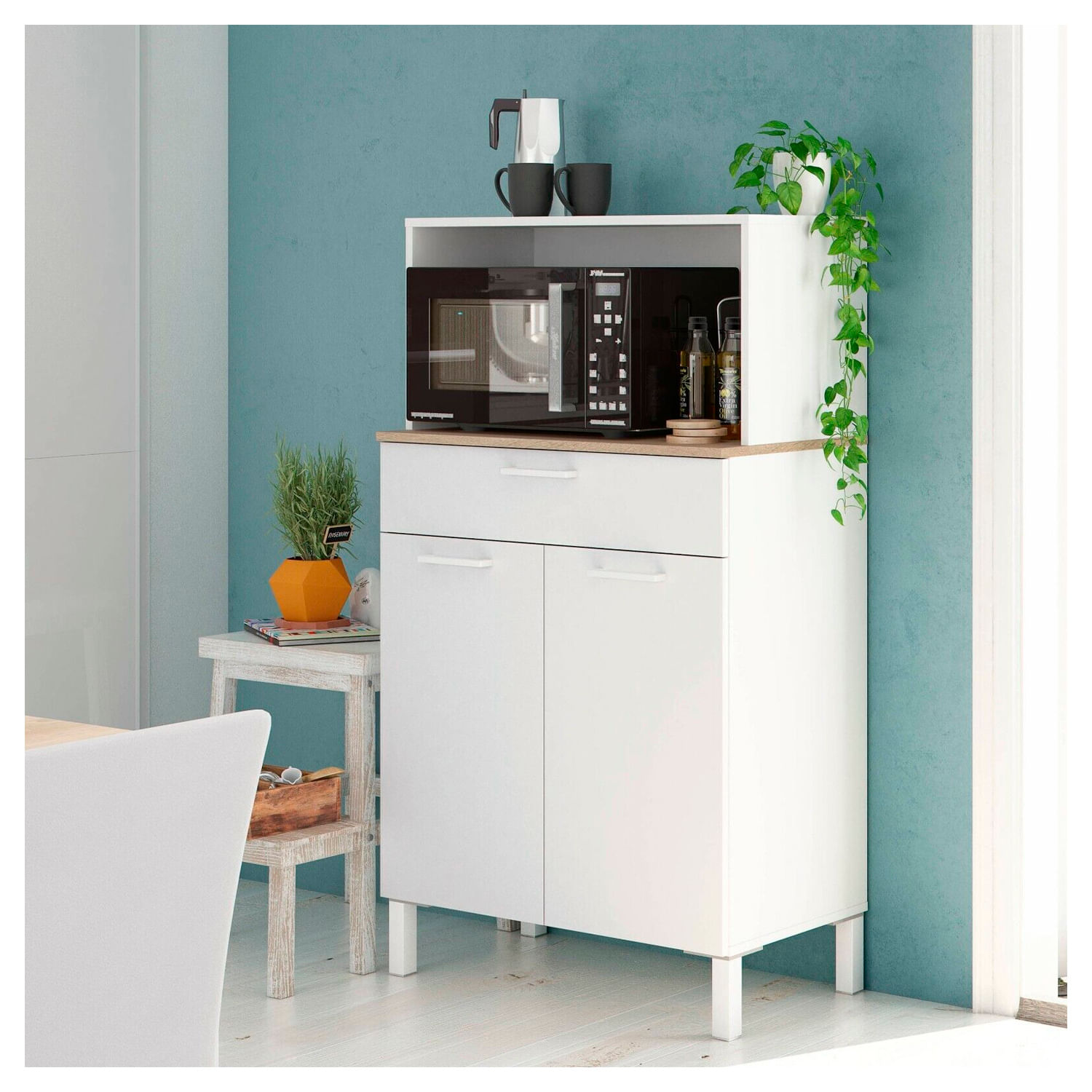 Alacena para Comedor o Cocina Leonoré Ventitas Home Blanco y Rovere