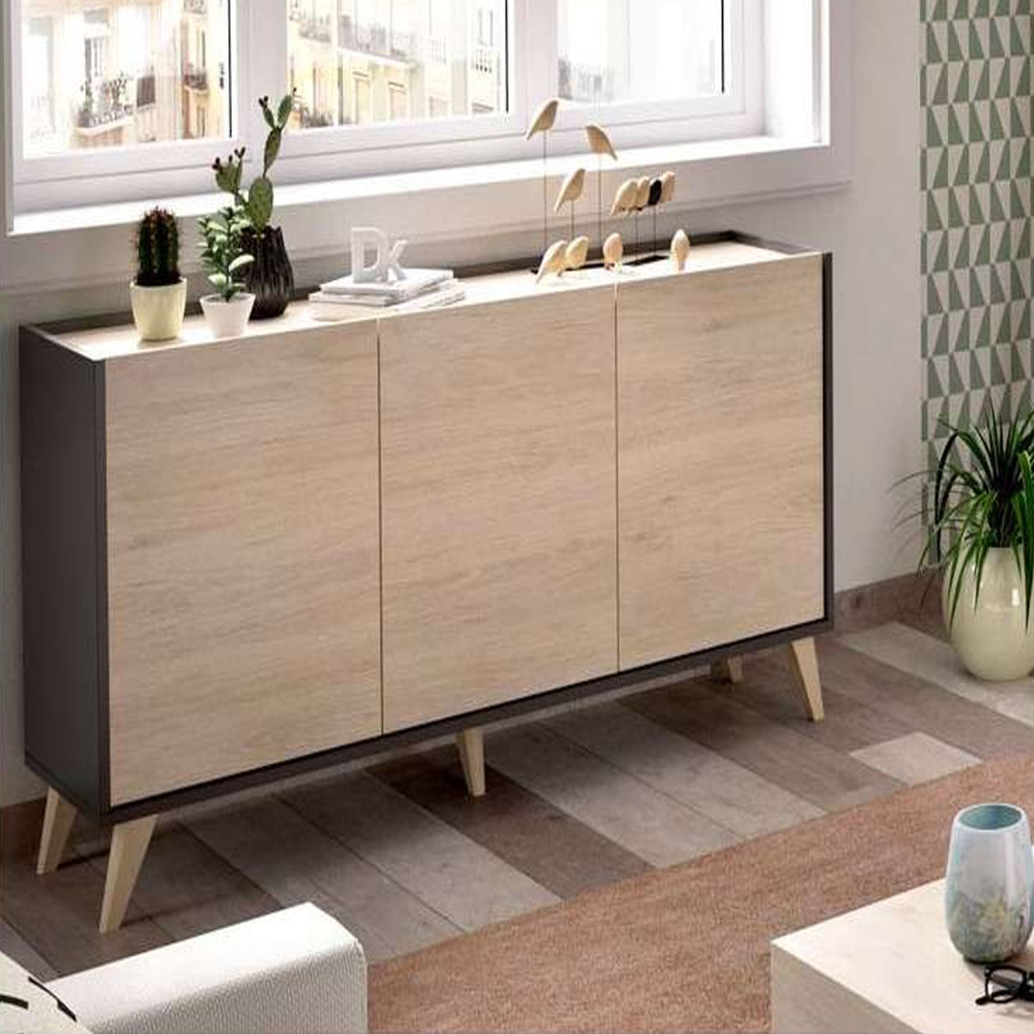 Aparador Vintage Cheryl Ventitas Home Negro y Rovere