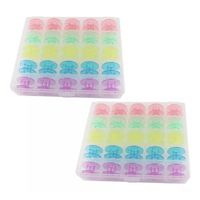 2 Estuches con 50 Carretel Bobinas de Plástico para Maquina Coser Colores