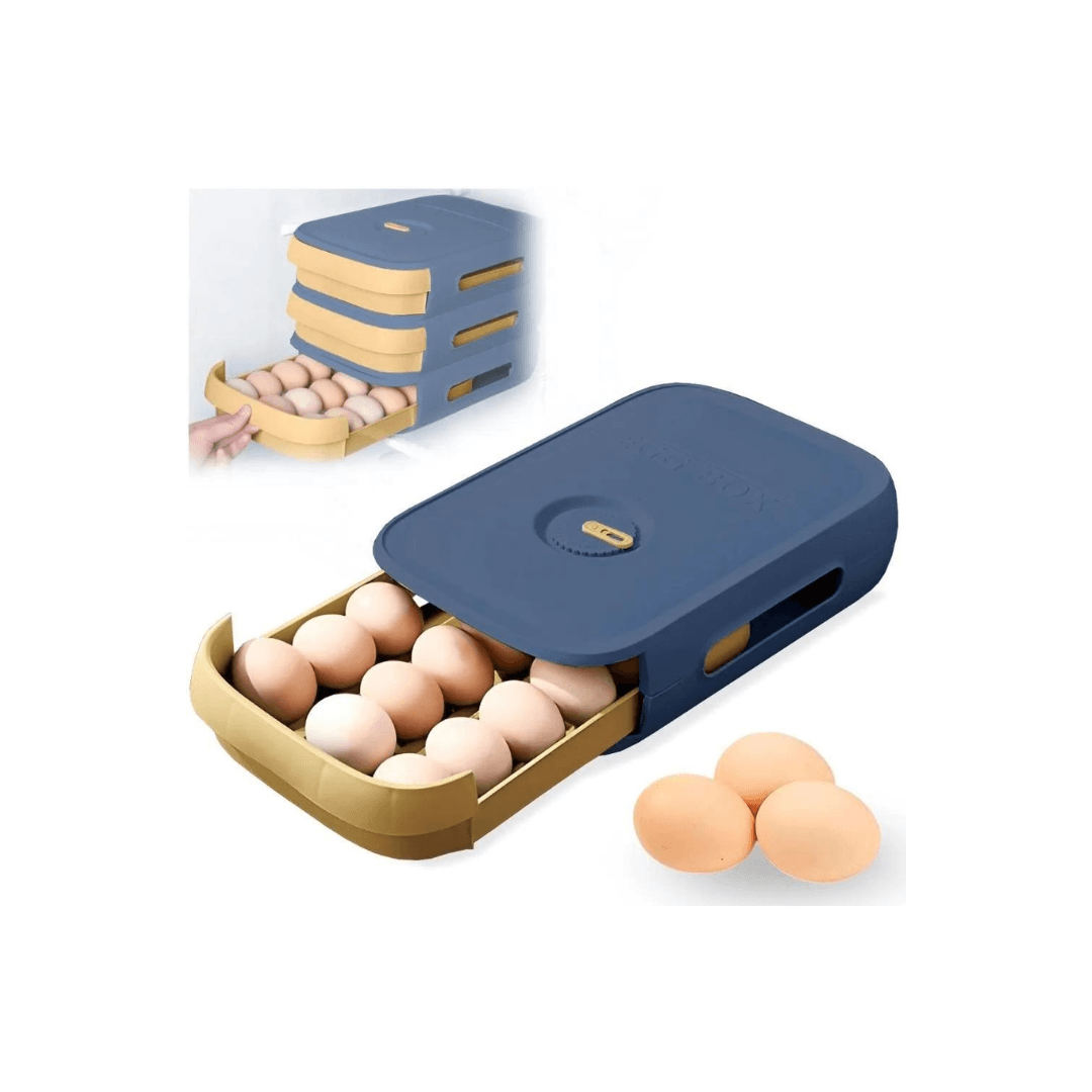 Bandeja Organizador Dispensador Porta Huevos Táper Apilable Azul 38V