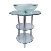 Mueble lavabo de baño pedestal en vidrio cristal XM-241