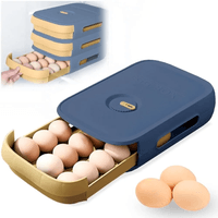 Bandeja Organizador Dispensador Porta Huevos Táper Apilable Azul 38V
