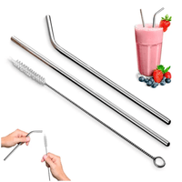 Set de 02 Sorbetes de Acero Inoxidable + Cepillo Limpiador de Cañita C38
