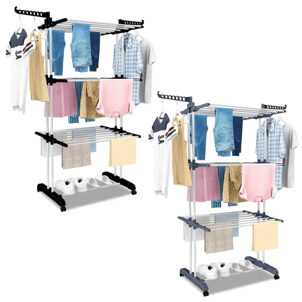 Pack X2 Tendedero de Ropa Colgador Organizador Plegable con Ruedas 50T