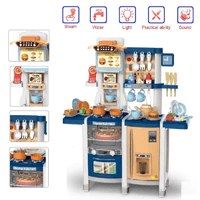 Juguete Set Cocina 65 Piezas Luz Sonido Infantil 100cm -Azul