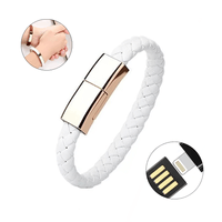 Brazalete de Cuero Cable Lightning a USB - Blanco