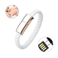 Brazalete Pulsera de Cuero Cable Usb Tipo C - Blanco