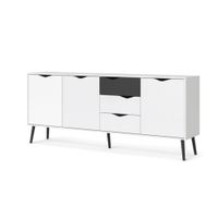 Cómoda Larga Matilde 3 cajones 3 puertas TU MESITA color Blanco/Negro